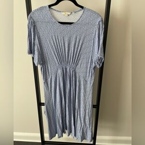 Boden Geometric Blue and White Dress